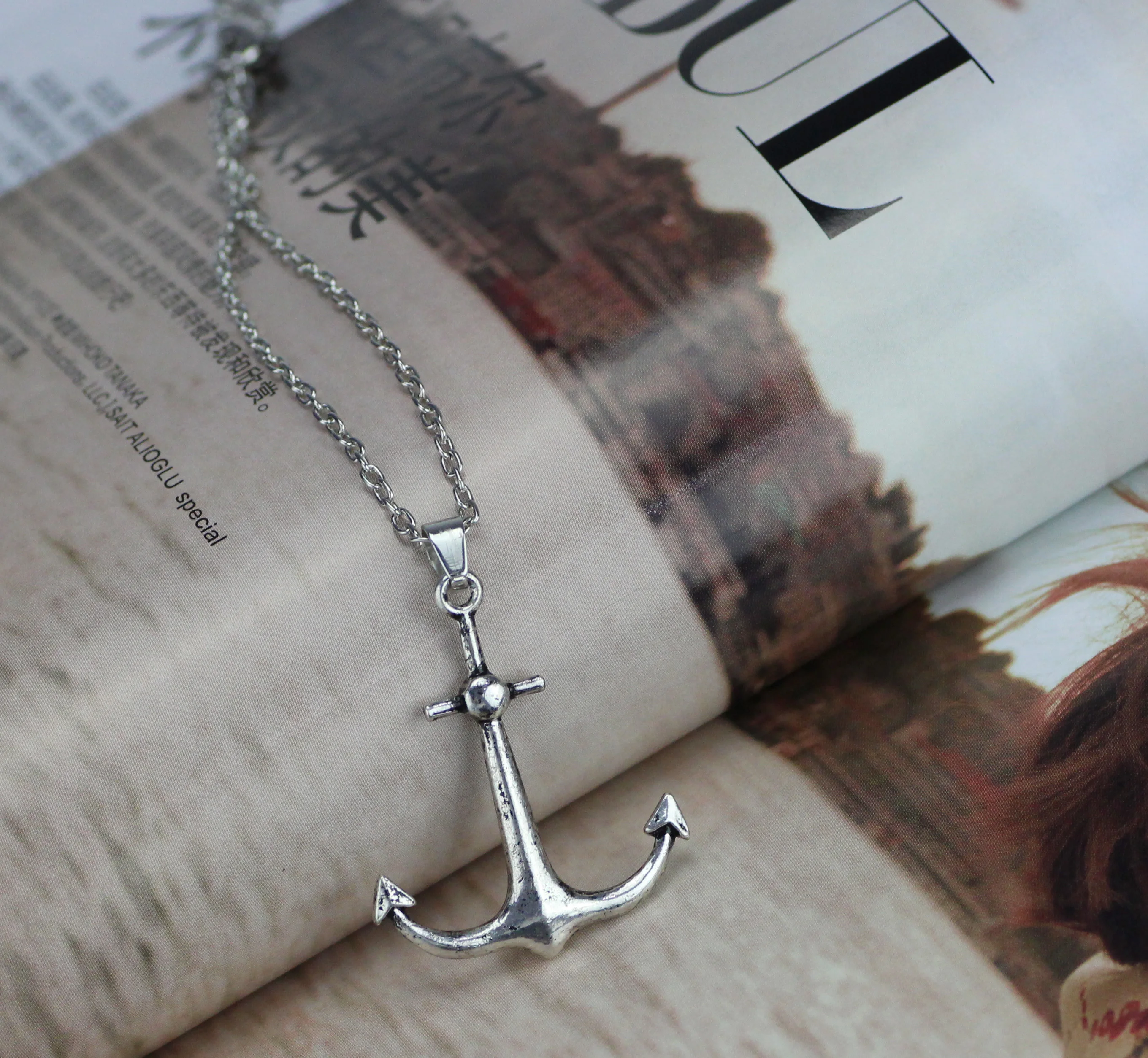 5 Antique Silver Plated Anchor Nautical Sailor Charms