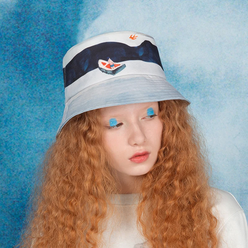 Yizidore дизайн для женщин ведро шапки Рыбалка Охота простой унисекс мультфильм вышитые защиты шапки Рыбак печати