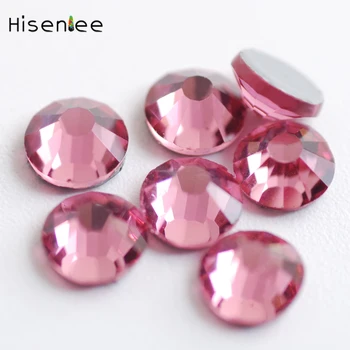 

Top quality multi-size rose red color fashion shiny flat round glass crystal rhinestone DIY nail art decoration design