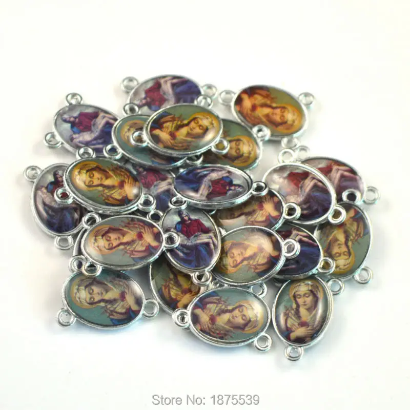

Small catholic rosary centerpiece with color picture