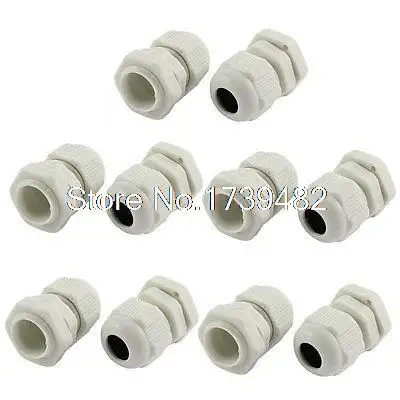 

White Plastic PG9 3/8NPT Thread 4-8mm Wire Waterproof Cable Gland 10pcs