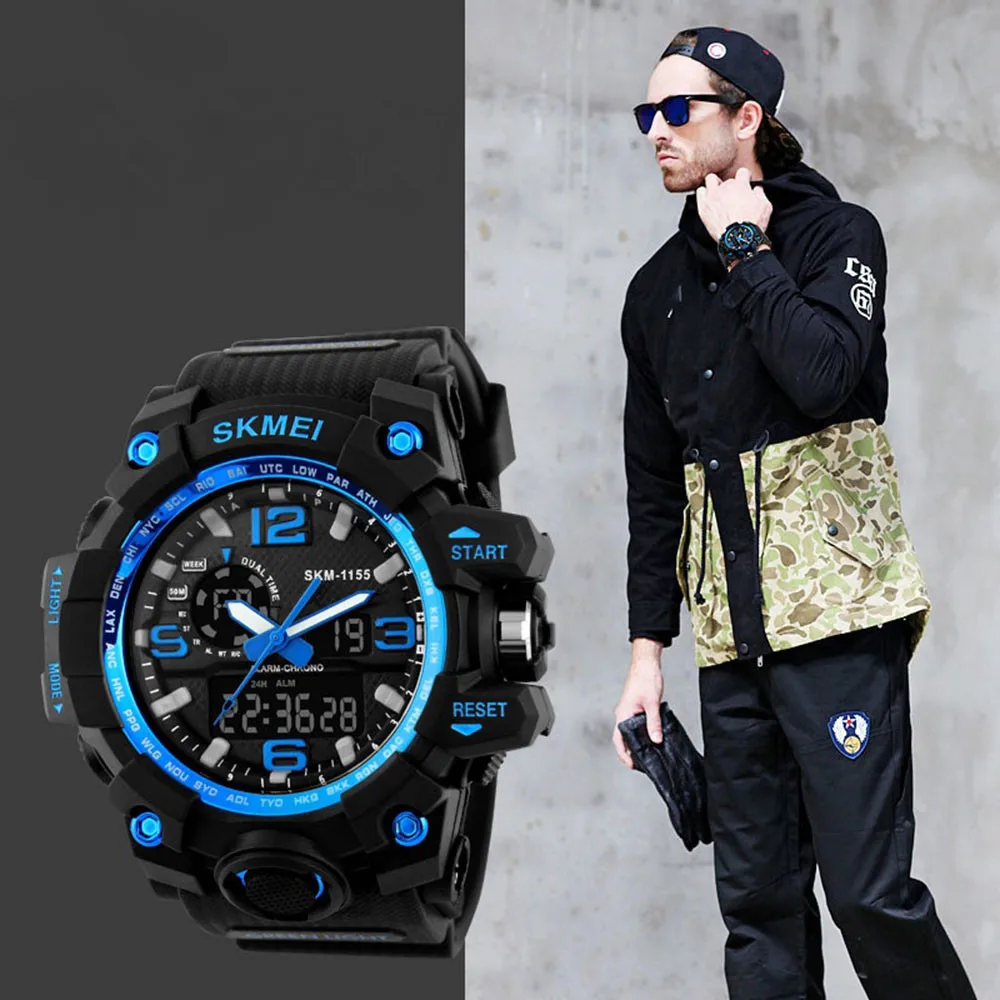 Skmei Waterproof Date Men fashion Watch Sports Multifunction Alarm clock Shockproof Night Light