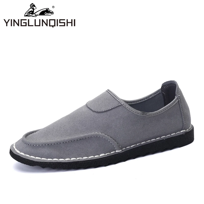 Luxury Men Flats Shoes Fashion Casual Flats Gray Suede Shoes Men's ...