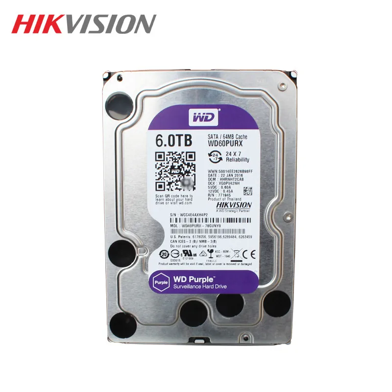 Hikvision Western Digital CCTV Security system 3.5 inch Internal Purple