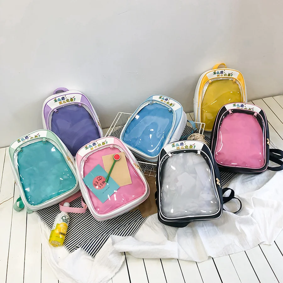 

Casual Transparent Clear Women Backpacks PVC Jelly Color Ita Bags Student Schoolbags Fashion Teenage Girls Bags School Backpack