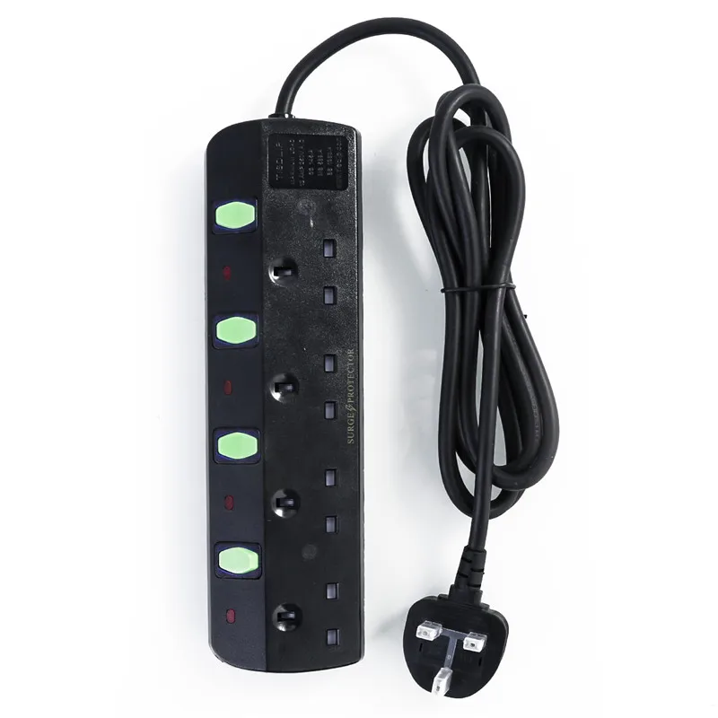 SOONHUA Портативный 2 м 13A зарядное устройство Великобритания Plug Surge Protected отдельных перешли удлинитель 3 4 5 6 Электрический штекер для телефона - Цвет: 4-Outlet