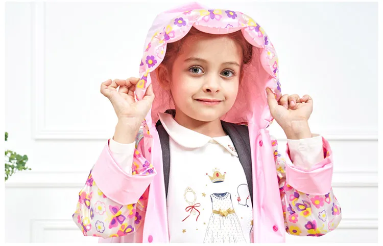 6.Toddler Kids Raincoat EVA Rain Coat Hooded Boys Girls Rain Poncho Impermeable Raincoat For Children With Schoolbag