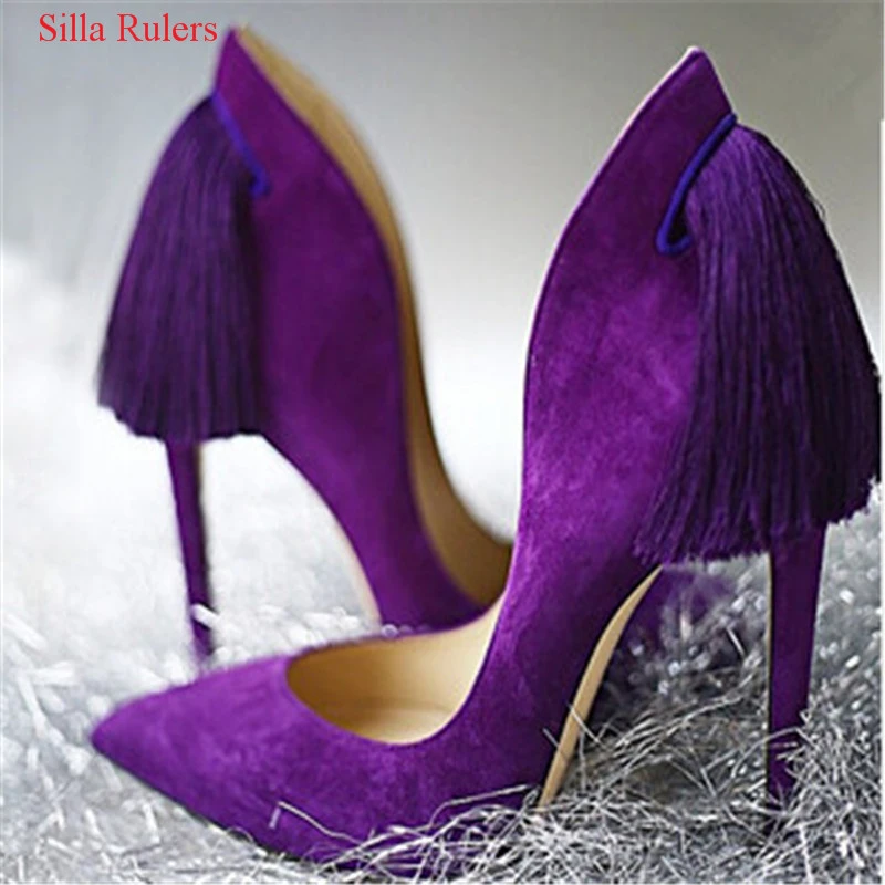 red and purple heels
