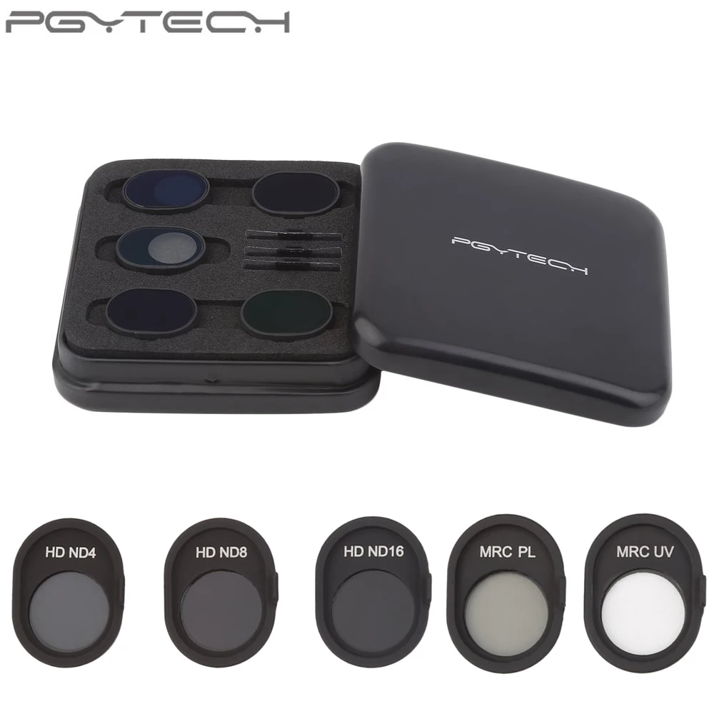 

5pcs/set PGYTECH Lens Filters G-HD-MC (UV ND4 ND8 ND16 CPL) HD Filter for DJI Spark Drone