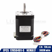 Frete grátis 2-fase híbrido motor deslizante nema17 motor 60mm (1.7a, 0.73nm, 60mm, 4 fios) nema 17 17hs6401s para impressora 3d cnc