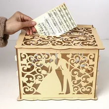 Box Wedding-Decoration-Supplies Wooden Beautiful DIY for Birthday-Party Cash-Box Couple