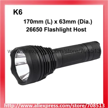 

DIY K6 LED Flashlight Host 170mm(L) x 63mm(D) - Black