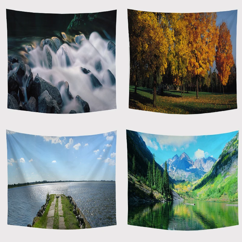 

New Variety Landscape Wall Tapestry Waterfall Beach Sea Dusk Blue Sky 3D Desgin Beach Towel Picnic Mat Yoga Towel Decor Blanket