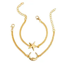 2 шт./компл. Moon браслеты со звездами золотого и серебряного цвета очаровывательный браслет ювелирные изделия Аксессуары для рук для друзей женщин и мужчин пара звеньев цепи