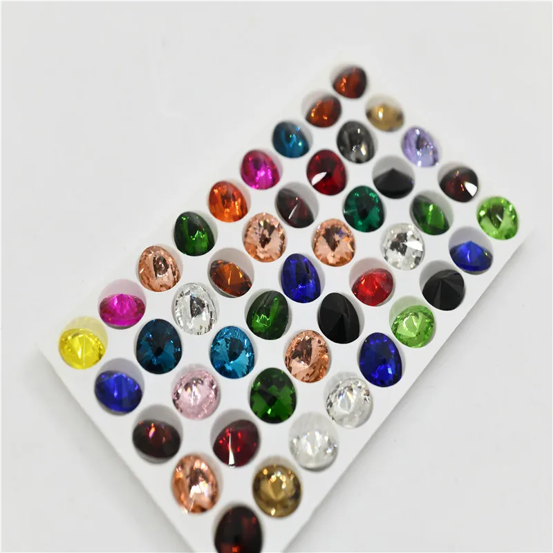 

12mm mixed color Rivoli Pointedback Crystals Glass Rhinestone Strass Faceted Jewels stones 45pcs