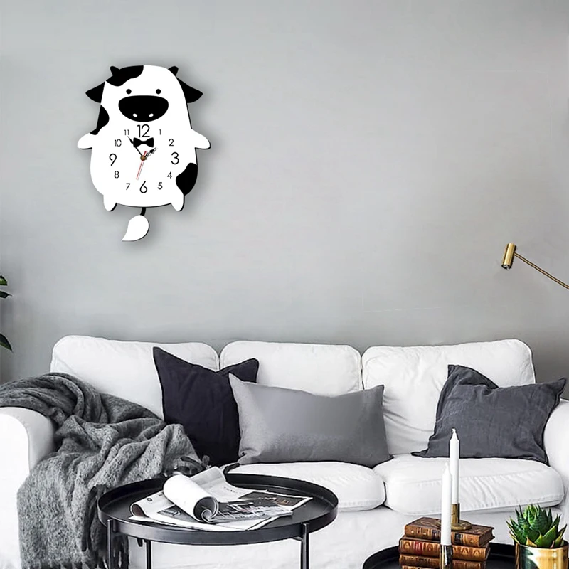 

Cartoon Swing Kids Wall Clock Modern Design Home Decor Pendulum Watch Creative Animal Decorative Clocks For Walls