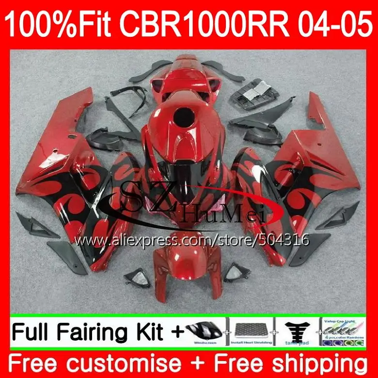 

Injection Body For HONDA black flames CBR 1000RR CBR1000 RR 04-05 58SH9 CBR1000RR 04 05 CBR 1000 RR 2004 2005 OEM Fairings kit
