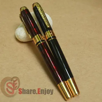 

FOUNTAIN PEN MEDIUM NIB 2 PCS JINHAO 250 GLOSS BLACK VS WINE GOLDEN TRIM
