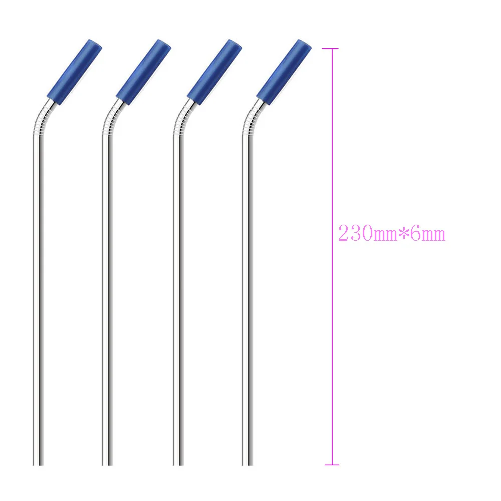 16/19/21/23/26 см Многоразовые соломы хорошее качество 304 Нержавеющая сталь металлический соломинки чашки изогнутая щеточка для чистки силиконовый наконечник - Цвет: 230mmx6mm  C