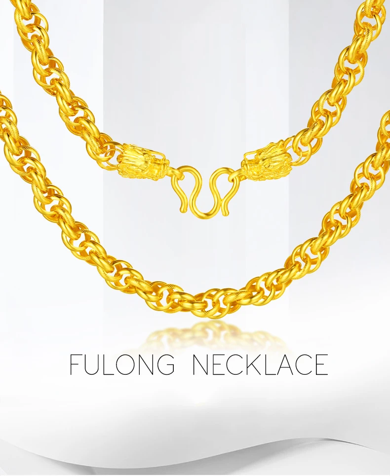 24k Pure Gold Necklace Real Au 999 Solid Gold Chain Men S Faucet Buckle Upscale Solid Classic Jewelry Inoava Com