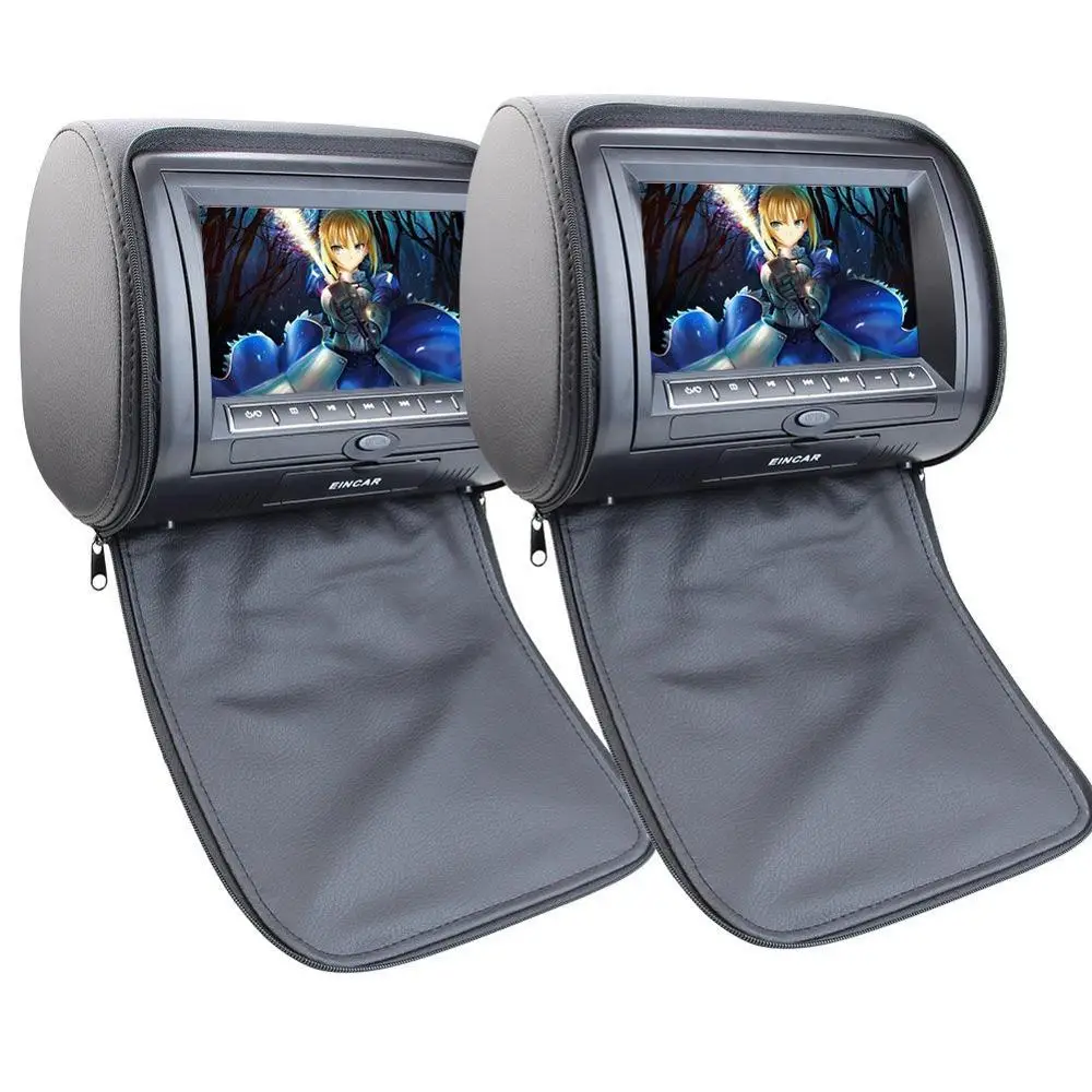 Car Dual Twin LCD Screens 2PCS Pair of Headrest Car Pillow Monitors