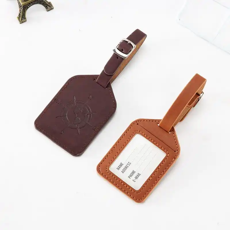 leather luggage labels