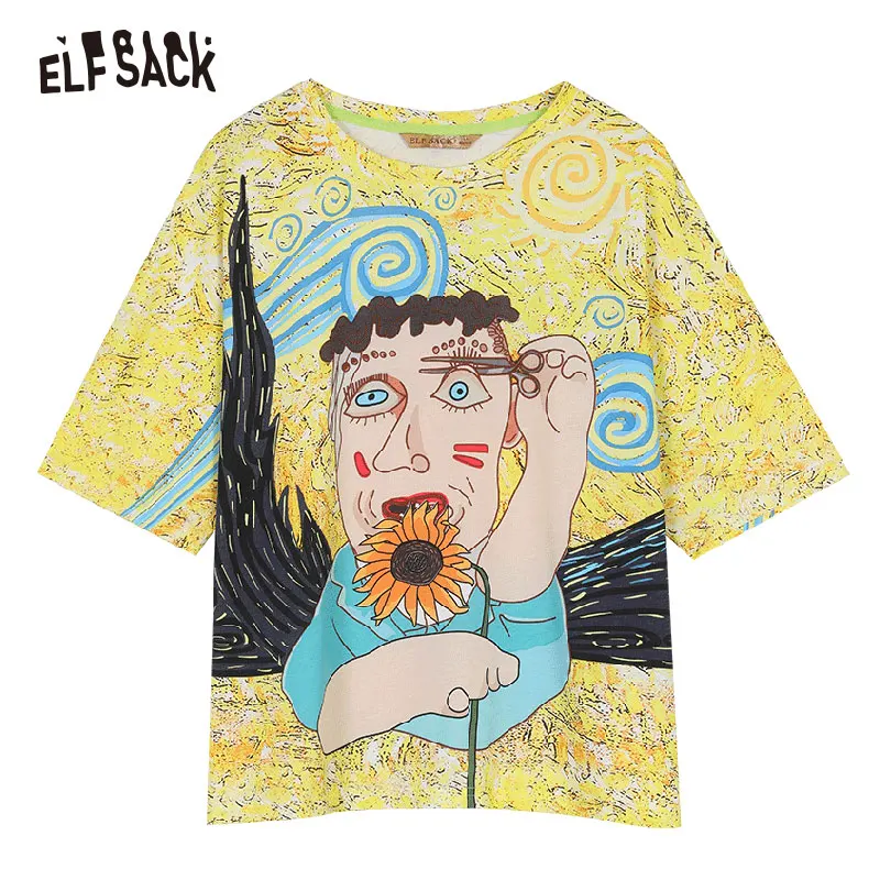 Женские свободные топы из хлопка ELF SACK повседневная уличная женская футболка