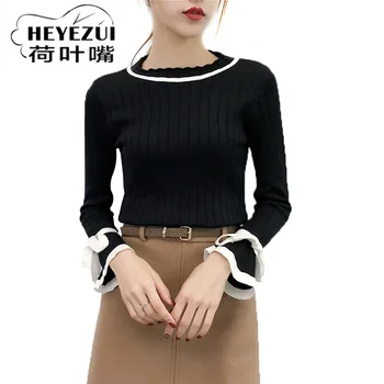 

2018 new style women's wear trumpet sleeves sweater women knitting clothing