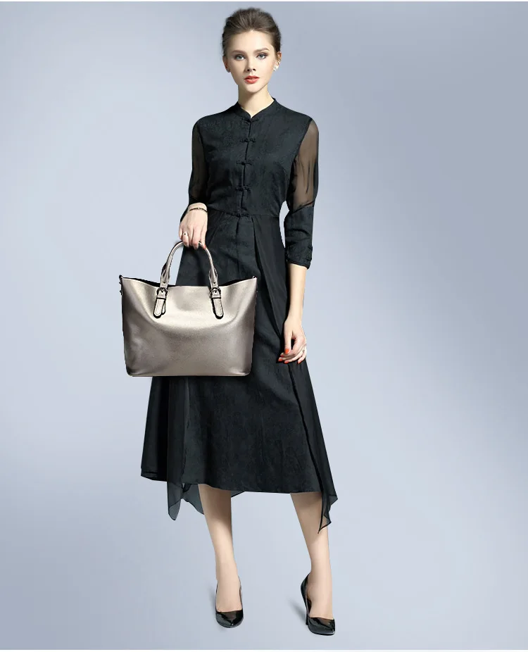 Модная женская Повседневная Сумка-тоут из натуральной кожи, большая сумка на плечо, элегантная женская сумка-тоут, сумка-кошелек черного цвета