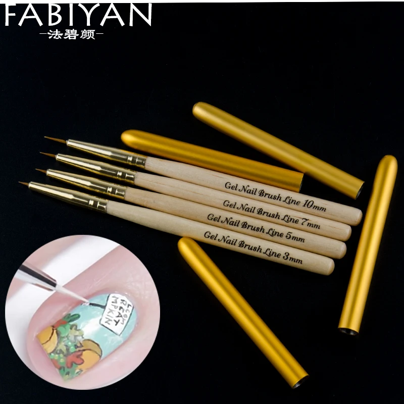 

Nail Art Brush Lines Pen Flower Painting Drawing DIY Design 3D Tips Gel UV Polish Wooden Handle Acrylic Manicure Tool 3/5/7/10mm