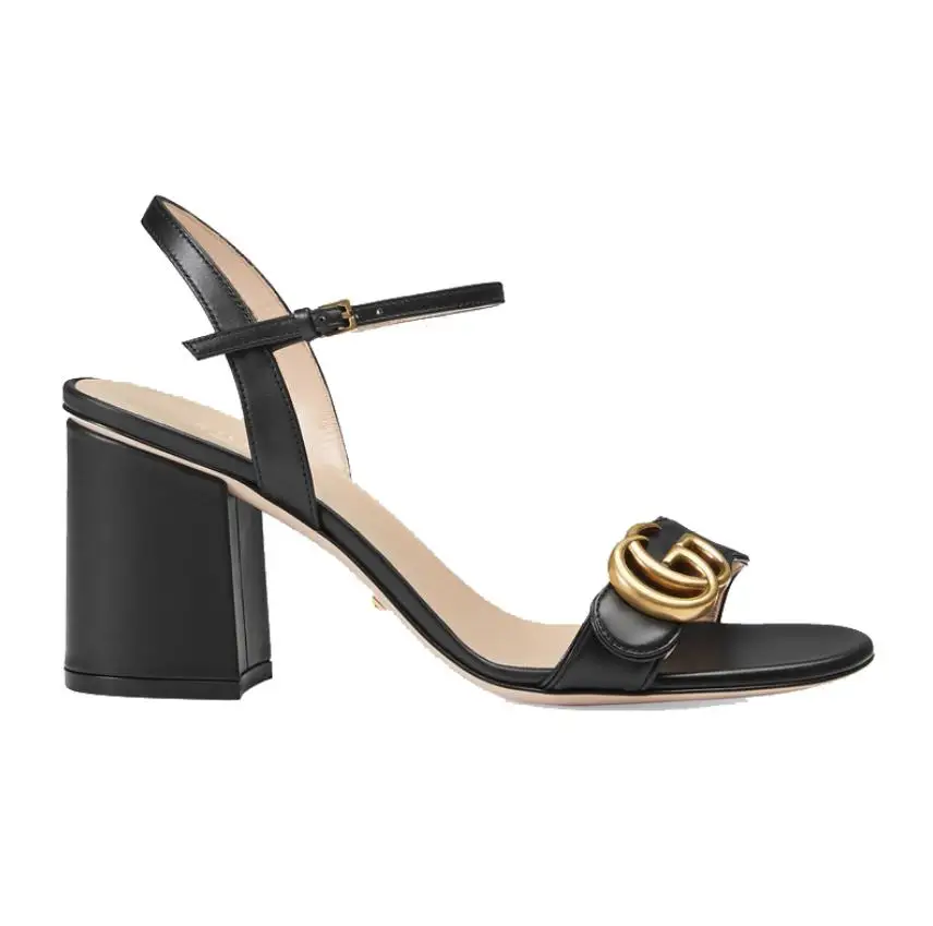 

Spring and summer fashion thick leather with the word open-toed Korean version of a hundred sandals
