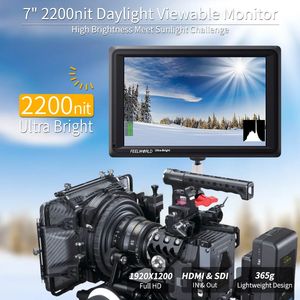 FEELWORLD FW279S 7 ''ультра яркая 2200nit камера DSLR полевой монитор 3G SDI 4K HDMI Full HD 1920x1200