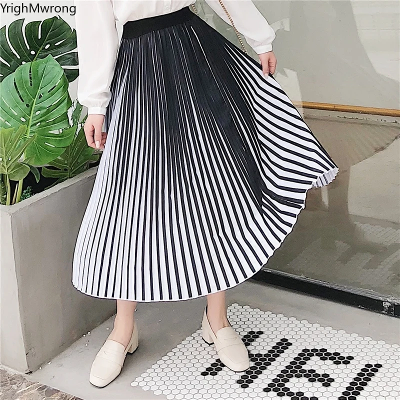 Тонкая элегантная Высокая талия Градиент плиссированная длинная юбка миди Летняя женская Бохо Мода винтажная Корейская Повседневная Mori Girl пикантная ткань