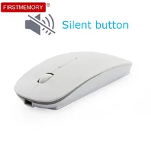 Беспроводная перезаряжаемая Бесшумная мышь мини оптическая Бесшумная мышь 2,4 ГГц 1600 dpi эргономичная тонкая USB Mause для кабельный адаптор для ноутбука