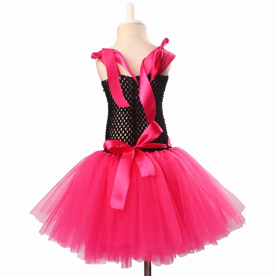Bat Girl Halloween Costume Girls Hot Pink Tutu Dress with Mask Kids Super Hero Cosplay Fancy Vestidos Baby Dress  (9)