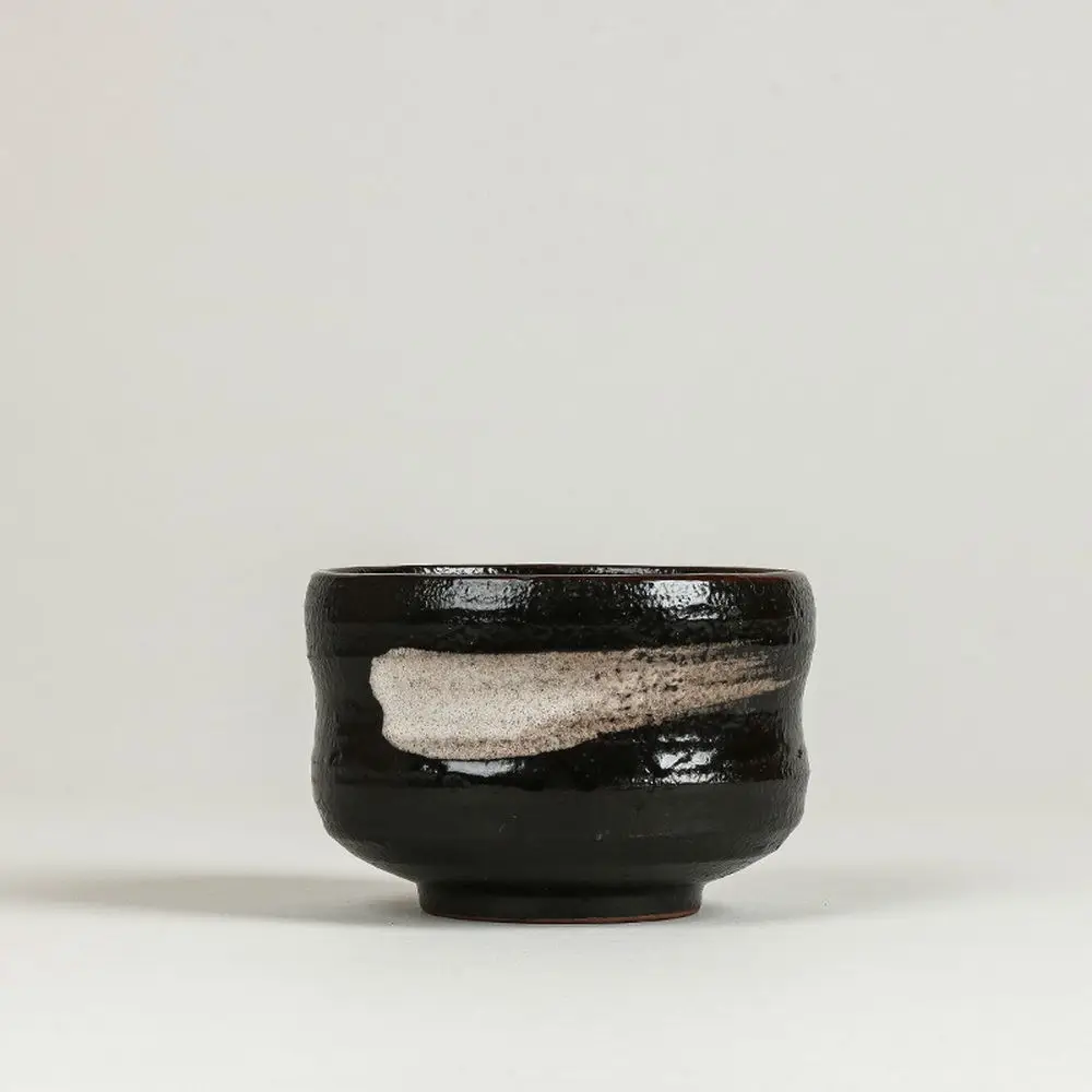 

[GRANDNESS] Japanese Tea Ceremony Black Handmade Nagoya Matcha Green Tea Bowl Ceramic Tall Bowl Ceremony Chawan 260ml