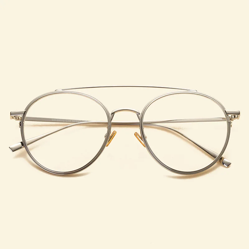 Большая оправа Ретро Металлические очки оправа для мужчин и женщин Близорукость оптическая оправа прозрачные линзы Повседневные очки студенческие очки по рецепту - Цвет оправы: Silver