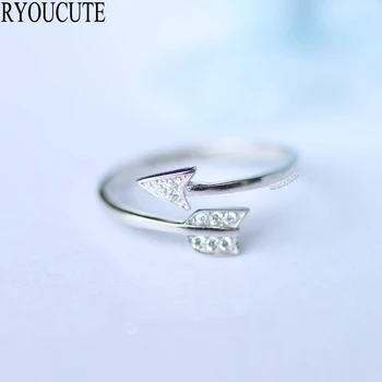 

Exaggerated Personality Silver Color Crystal Arrow Love Rings for Women Adjustable Size Rings Fashion Wedding Jewelry