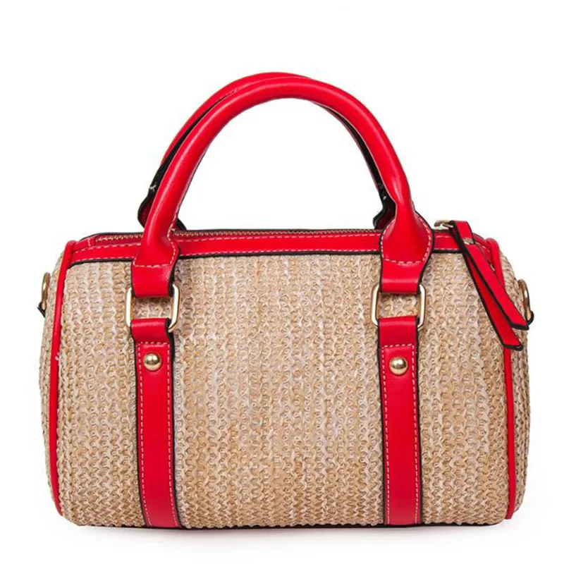 

Free Shipping New 2018 Fashion Bag Straw Boston Big Capacity Shoulder Bag Lady Handbag Three Colors