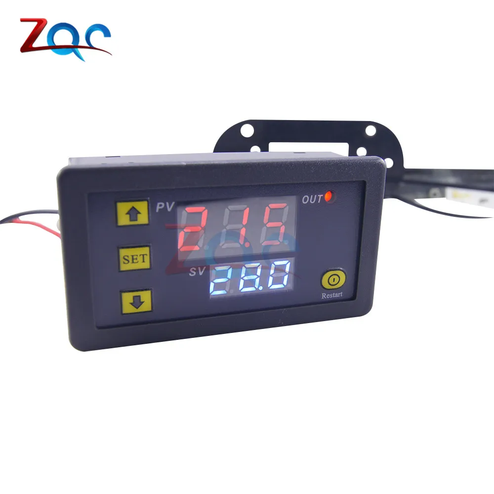 

AC 110V -220V Dual LED Digital Display Temperature Controller with Temperature Sensor Probe Thermostat Regulator W3230