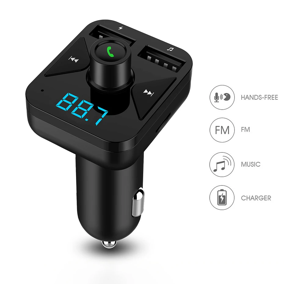 

FM Transmitter Aux Modulator Bluetooth Handsfree Car Kit Car Audio MP3 Player with 3.4A Quick Charge Dual USB Car Charger