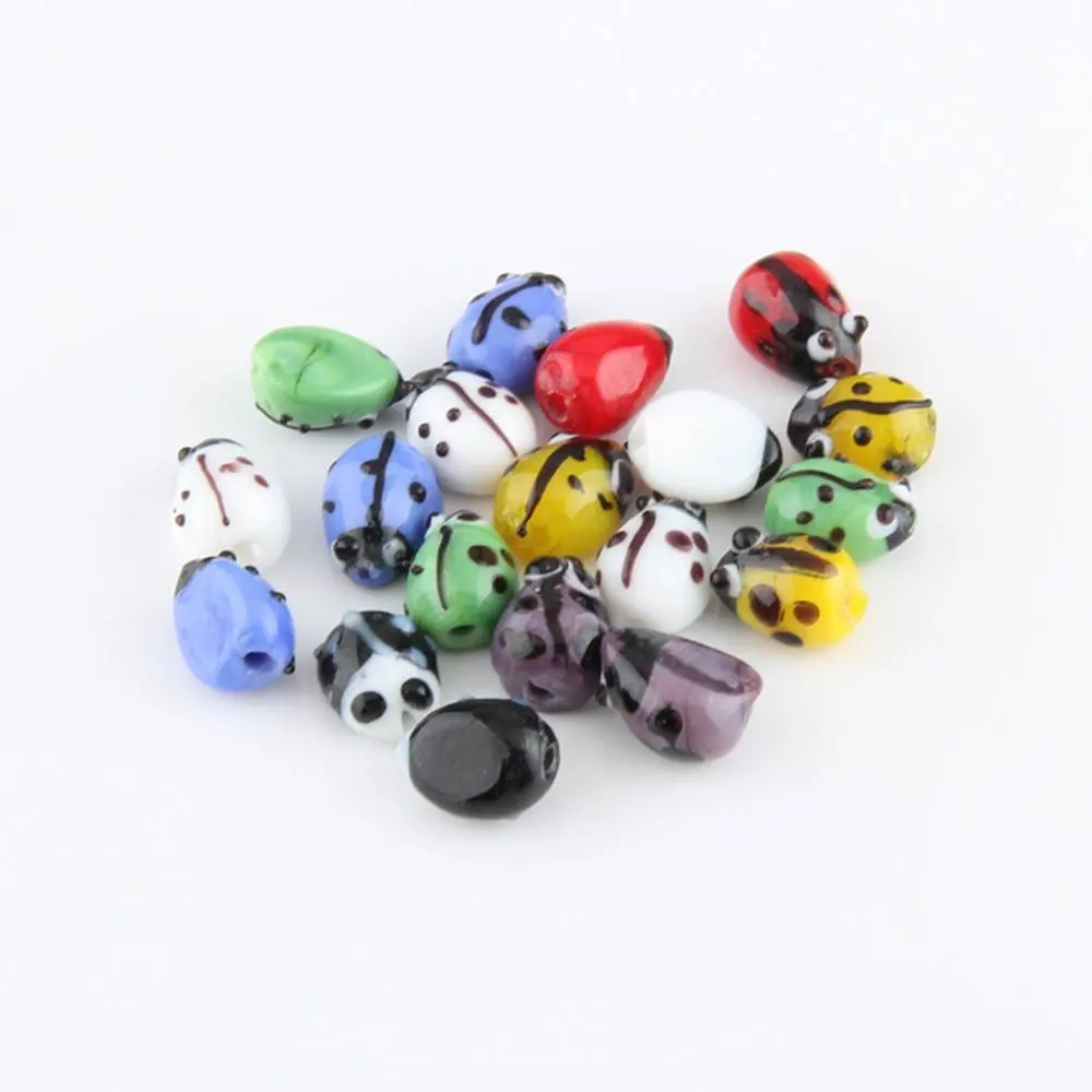 

20 X Beetle Style Mixed Colored Lampwork Murano Glass Ladybug Loose Beads 12mm for Jewelry