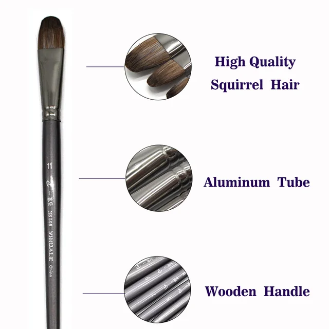 6 pcs/Set Professional High Quality Tool Squirrel Hair Oil Painting Brush Drawing Brush Filbert Pen For Acrylic Painting art 3