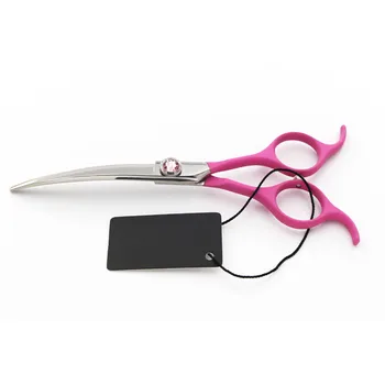 

6.5" Pink Rubber Pet Scissors Downward Curved Dog Grooming Scissors Dog Hair Scissors Cat Groomer Clipper Animals Horse Shears