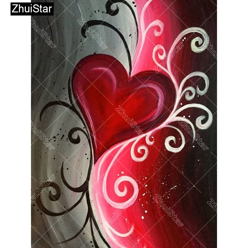 

Full Square Drill 5D DIY Diamond Painting "Red heart" 3D Embroidery Cross Stitch Mosaic Home Decor Gift XSH