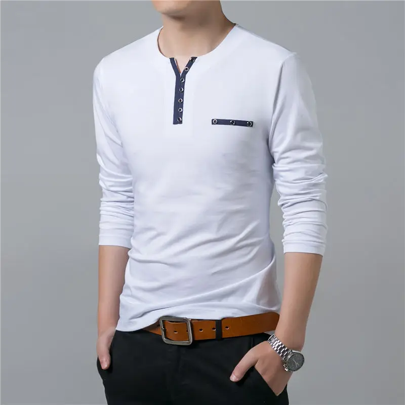 COODRONY Cotton T Shirt Men 2018 Spring Autumn New Long Sleeve T-Shirt Men Henry Collar Tee Shirt Men Fashion Casual Tops 7617 HTB1v74olTCWBKNjSZFtq6yC3FXaP - COODRONY Cotton T Shirt Men 2018 Spring Autumn New Long Sleeve T-Shirt Men Henry Collar Tee Shirt Men Fashion Casual Tops 7617