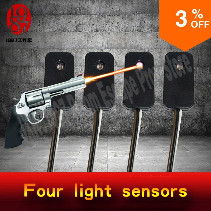 Takagism game prop, real life room escape props jxkj1987 shooting the light sensors in a right sequence to run from chamber room Takagism game prop, real life room escape props jxkj1987 shooting the light sensors in a right sequence to run from chamber room