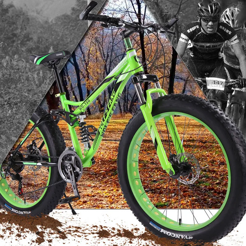 Wolf's fang, горный велосипед, 21 скорость, 26, 4,0 рама, для полных велосипедов, снежный велосипед, передний и задний механический диск, мужской