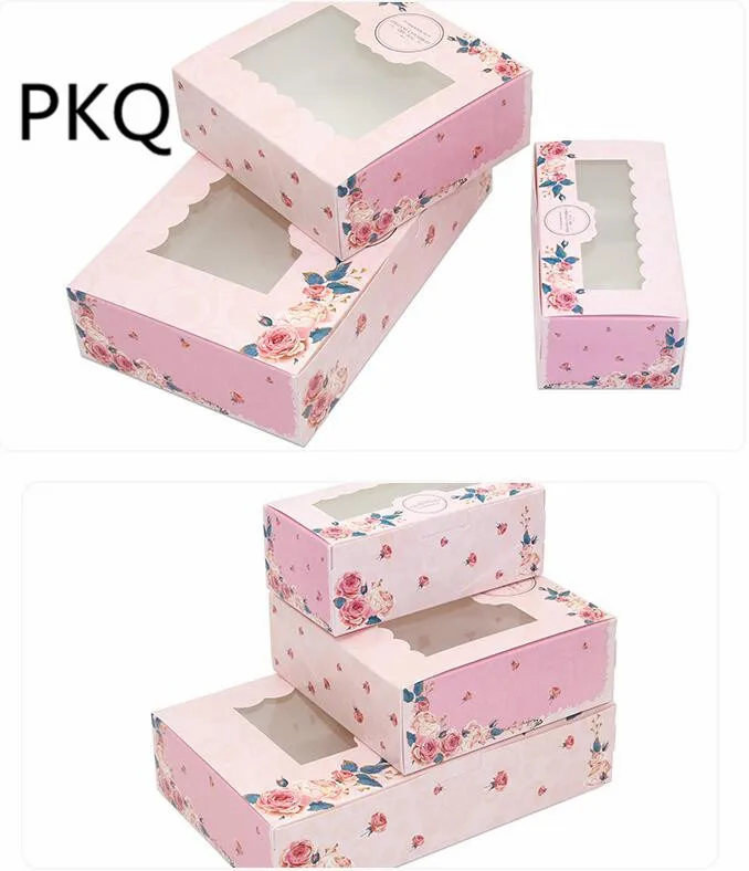 

10pcs/lot Pink Thanks Macarons Box, Cake box, Chocolate/Muffin/Biscuits Packaging Box 2/4/6 cup Cupcake Box