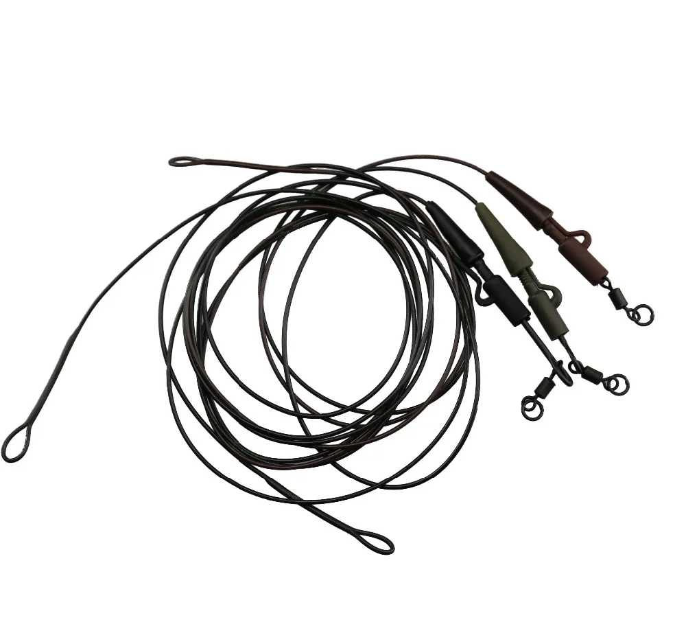 5 x Lead Free Leaders With Flexi Ring Swivels and Safety Lead Clips